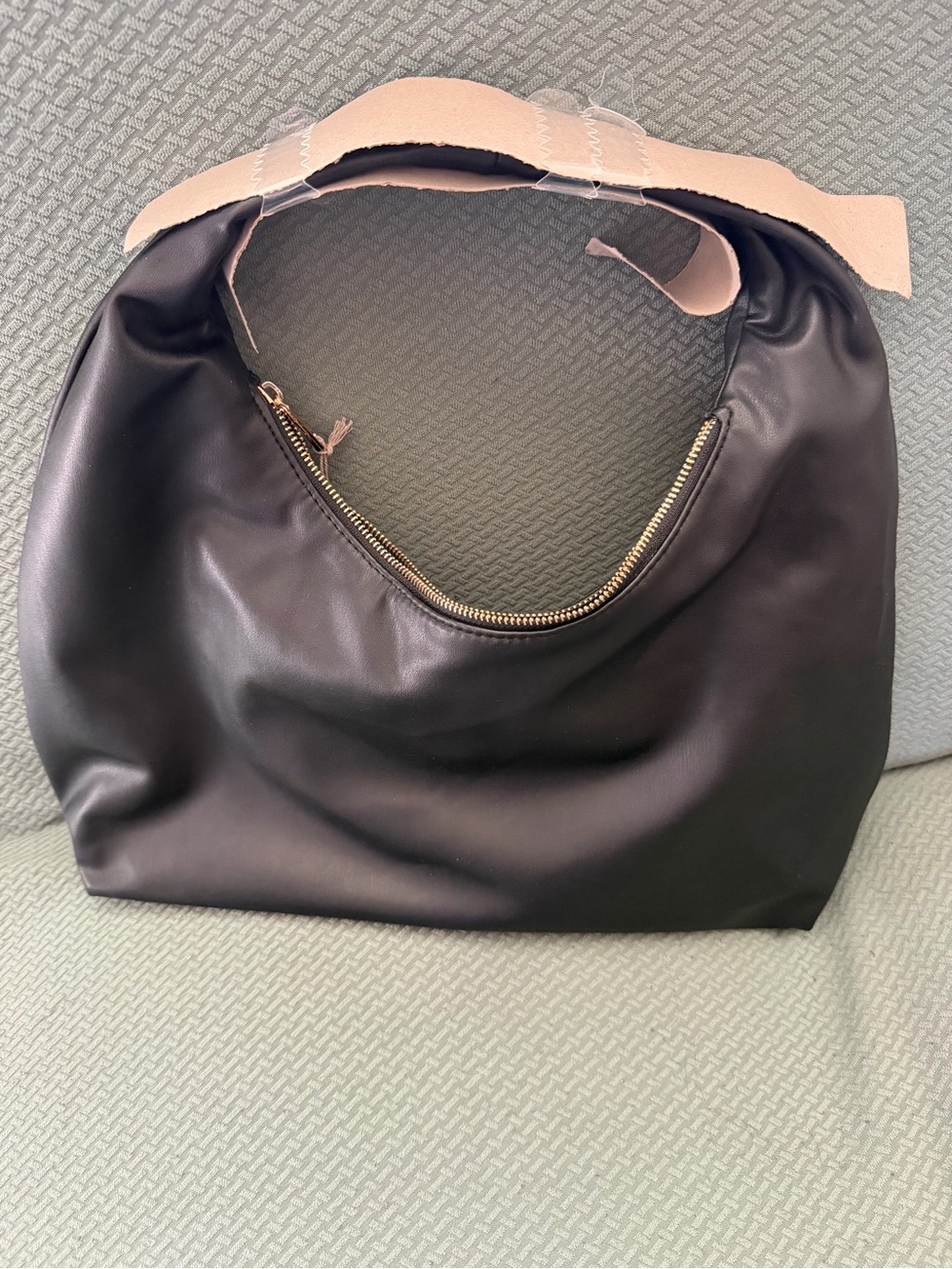 A New Day Black Leather Hobo Bag